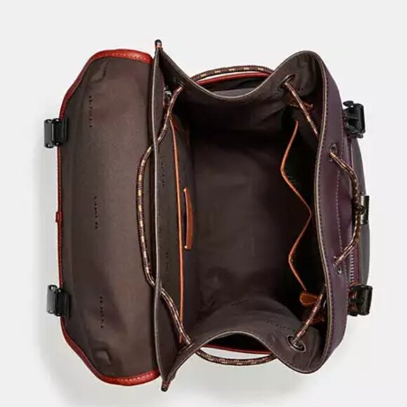 Coach Backpack Mens League Flap Large Leather Oxblood Red C5342 Laptop Sleeve - Picture 8 of 13